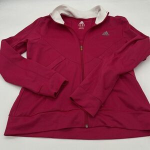 Adidas Jacket Womens M Medium Pink 3 Stripes Full Zipper Track jacket